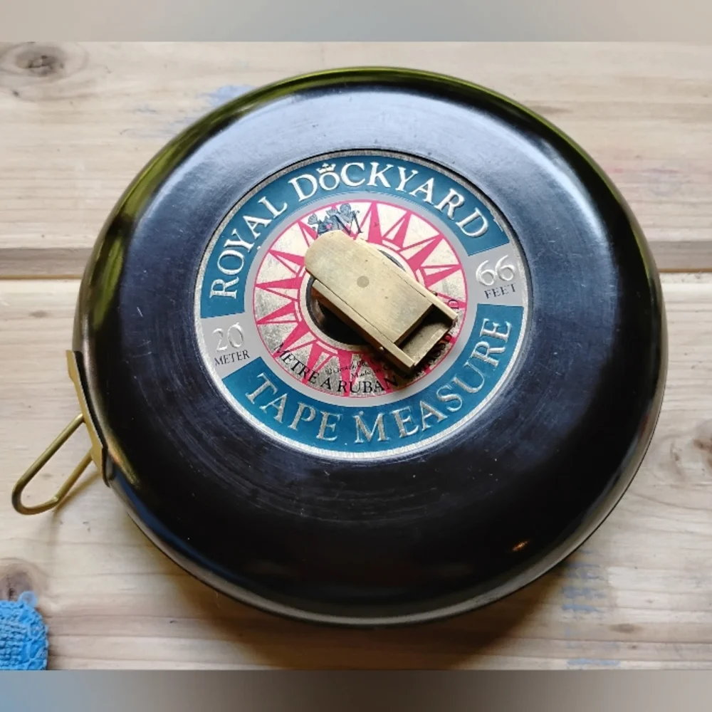 Vintage Restoration Hardware Royal Dockyard Wood Tape Measure 66 Feet England